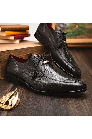 Marco Di Milano Andretti Men's Black Shoes Ostrich Leg Derby (MDM1181)