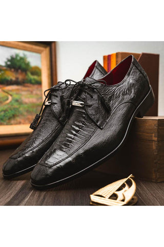 Marco Di Milano Andretti Men's Black Shoes Ostrich Leg Derby (MDM1181)