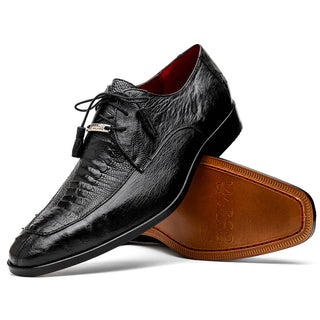 Marco Di Milano Andretti Men's Shoes Black Exotic Ostrich Leg Derby Oxfords (MDM1181)-AmbrogioShoes