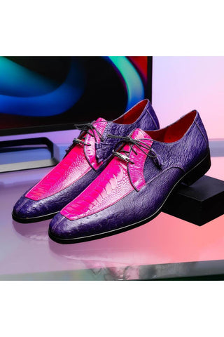 Marco Di Milano Andretti Pink & Purple Exotic Ostrich Leg Derby (MDM1181)