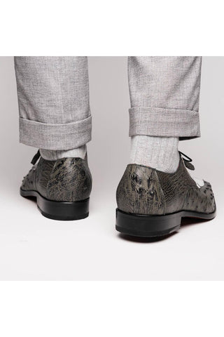 Marco Di Milano Andretti White & Gray Exotic Ostrich Leg Derby (MDM1181)