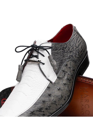 Marco Di Milano Andretti White & Gray Exotic Ostrich Leg Derby (MDM1181)
