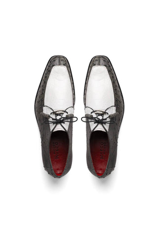 Marco Di Milano Andretti White & Gray Exotic Ostrich Leg Derby (MDM1181)