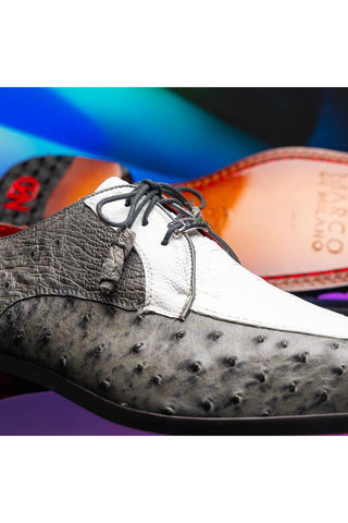 Marco Di Milano Andretti White & Gray Ostrich Leg Derby (MDM1181)