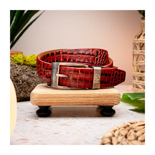 Marco Di Milano Antique Red Genuine Exotic Alligator Men's Belts (MDMB1006)-AmbrogioShoes