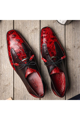 Marco Di Milano Anzio Black Cherry Alligator / Calfskin Leather Derby (MDM1037)