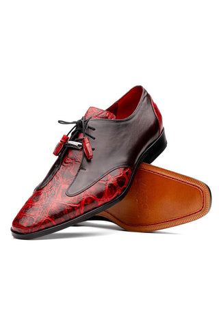 Marco Di Milano Anzio Black Cherry Alligator / Calfskin Leather Derby (MDM1037)