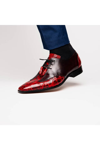 Marco Di Milano Anzio Black Cherry Alligator / Calfskin Leather Derby (MDM1037)