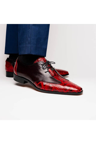 Marco Di Milano Anzio Black Cherry Exotic Alligator / Calfskin Leather Derby (MDM1037)