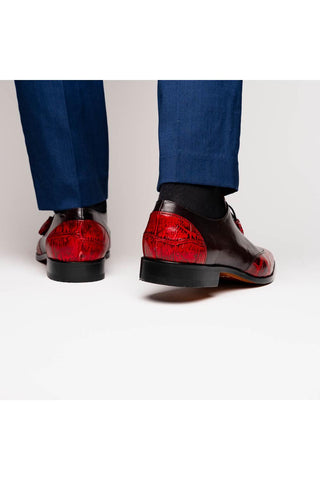 Marco Di Milano Anzio Black Cherry Exotic Alligator / Calfskin Leather Derby (MDM1037)