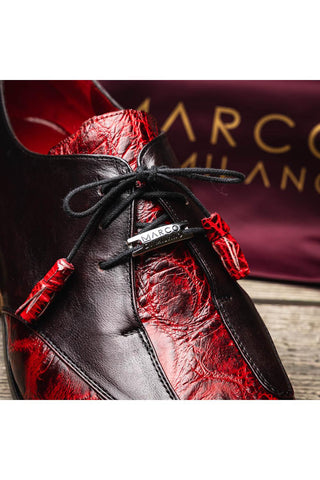 Marco Di Milano Anzio Black Cherry Exotic Alligator / Calfskin Leather Derby (MDM1037)