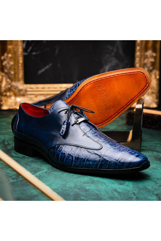 Marco Di Milano Anzio Blue Alligator / Calfskin Leather Derby (MDM1037)
