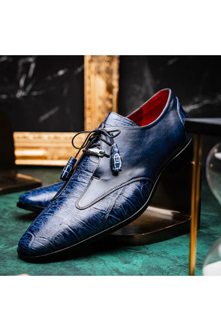 Marco Di Milano Anzio Blue Alligator / Calfskin Leather Derby (MDM1037)