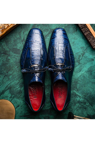 Marco Di Milano Anzio Blue Exotic Alligator / Calfskin Leather Derby (MDM1037)