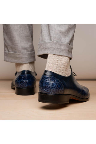 Marco Di Milano Anzio Blue Exotic Alligator / Calfskin Leather Derby (MDM1037)