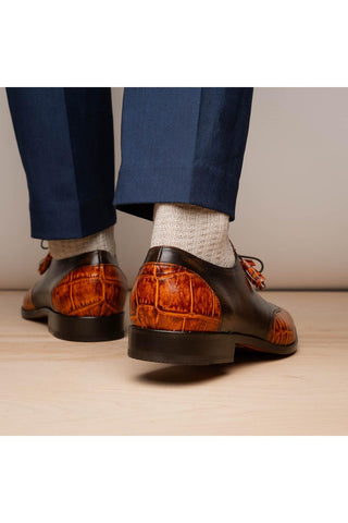 Marco Di Milano Anzio Brandy Alligator / Calfskin Leather Derby (MDM1037)