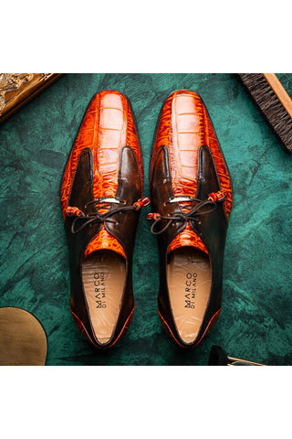 Marco Di Milano Anzio Brandy Alligator / Calfskin Leather Derby (MDM1037)
