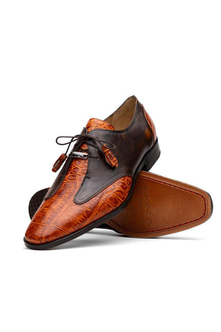 Marco Di Milano Anzio Brandy Exotic Alligator / Calfskin Leather Derby (MDM1037)