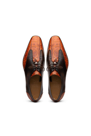 Marco Di Milano Anzio Brandy Exotic Alligator / Calfskin Leather Derby (MDM1037)