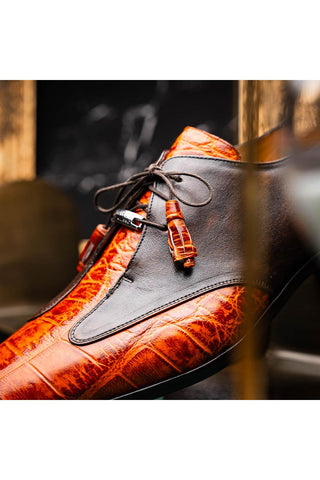 Marco Di Milano Anzio Brandy Exotic Alligator / Calfskin Leather Derby (MDM1037)