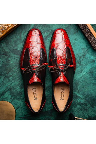 Marco Di Milano Anzio Cognac Exotic Alligator / Calfskin Leather Derby (MDM1037)