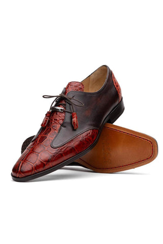 Marco Di Milano Anzio Cognac Exotic Alligator / Calfskin Leather Derby (MDM1037)