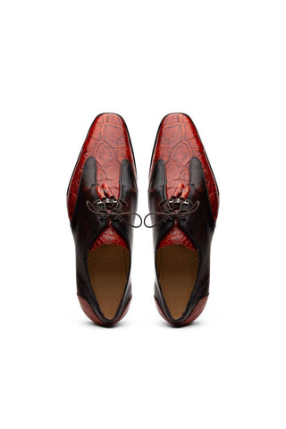 Marco Di Milano Anzio Cognac Exotic Alligator / Calfskin Leather Derby (MDM1037)