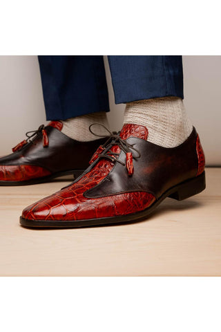 Marco Di Milano Anzio Cognac Exotic Alligator / Calfskin Leather Derby (MDM1037)