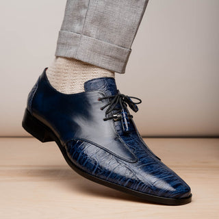 Marco Di Milano ANZIO Exotic Alligator & Calfskin Leather Blue Oxfords (MDM1037)-AmbrogioShoes