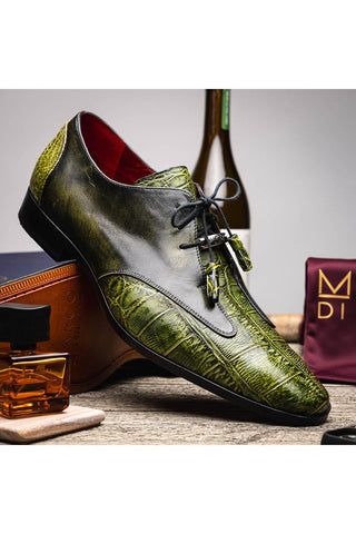 Marco Di Milano Anzio Green Exotic Alligator / Calfskin Leather Derby (MDM1037)