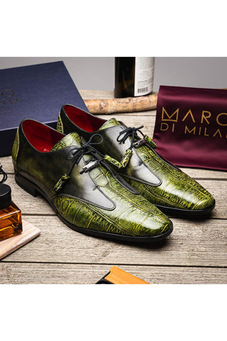Marco Di Milano Anzio Green Exotic Alligator / Calfskin Leather Derby (MDM1037)