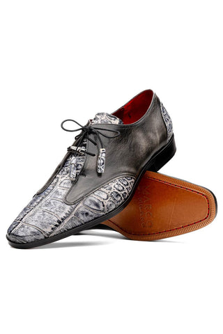 Marco Di Milano Anzio Newspaper & Gray Alligator / Calfskin Leather Derby (MDM1037)
