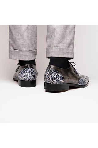 Marco Di Milano Anzio Newspaper & Gray Alligator / Calfskin Leather Derby (MDM1037)