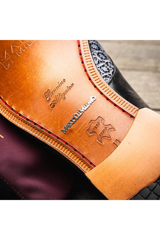 Marco Di Milano Anzio Newspaper & Gray Exotic Alligator / Calfskin Leather Derby (MDM1037)