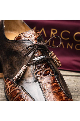 Marco Di Milano Anzio Rustic Orix Exotic Alligator / Calfskin Leather Derby (MDM1037)