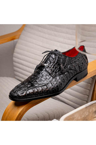 Marco Di Milano Apricena Genuine Black Caiman Crocodile Derby (MDM1092)