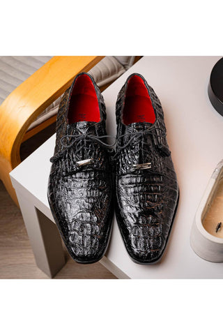 Marco Di Milano Apricena Genuine Black Caiman Crocodile Derby (MDM1092)