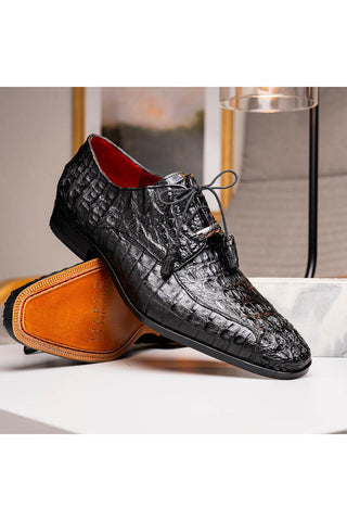 Marco Di Milano Apricena Genuine Black Caiman Crocodile Derby (MDM1092)