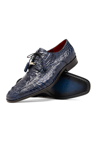 Marco Di Milano Apricena Genuine Midnight Blue Caiman Crocodile Dress Derby (MDM1092)