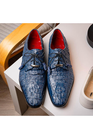 Marco Di Milano Apricena Genuine Navy Caiman Crocodile Derby (MDM1092)