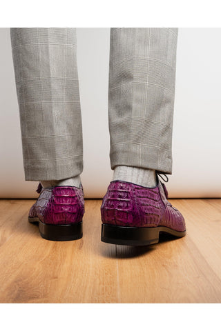 Marco Di Milano Apricena Genuine Purple Caiman Crocodile Derby (MDM1092)