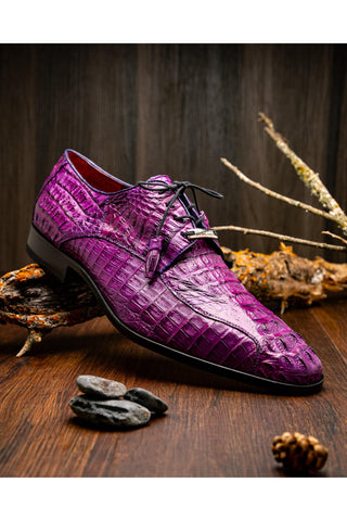 Marco Di Milano Apricena Genuine Purple Caiman Crocodile Derby (MDM1092)