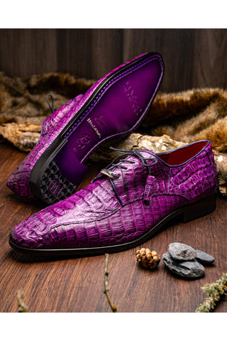 Marco Di Milano Apricena Genuine Purple Caiman Crocodile Derby (MDM1092)