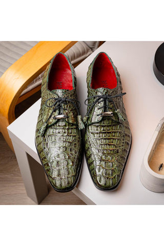 Marco Di Milano Apricena Genuine Woodgreen Caiman Crocodile Derby (MDM1092)
