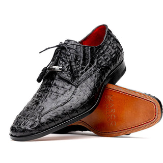 Marco Di Milano Apricena Men's Shoes Black Exotic Crocodile Derby Oxfords (MDM1012)-AmbrogioShoes