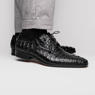 Marco Di Milano Apricena Men's Shoes Black Exotic Crocodile Derby Oxfords (MDM1012)-AmbrogioShoes