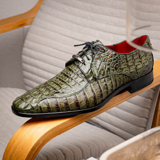 Marco Di Milano Apricena Men's Shoes Green Exotic Crocodile Derby Oxfords (MDM1011)-AmbrogioShoes