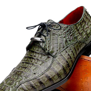 Marco Di Milano Apricena Men's Shoes Green Exotic Crocodile Derby Oxfords (MDM1011)-AmbrogioShoes