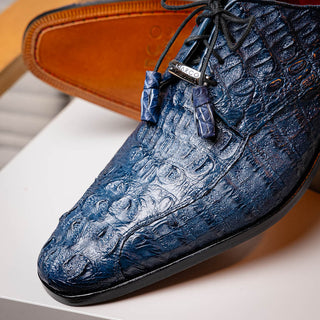 Marco Di Milano Apricena Men's Shoes Navy Exotic Crocodile Derby Oxfords (MDM1010)-AmbrogioShoes