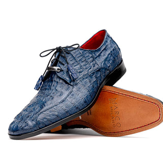 Marco Di Milano Apricena Men's Shoes Navy Exotic Crocodile Derby Oxfords (MDM1010)-AmbrogioShoes